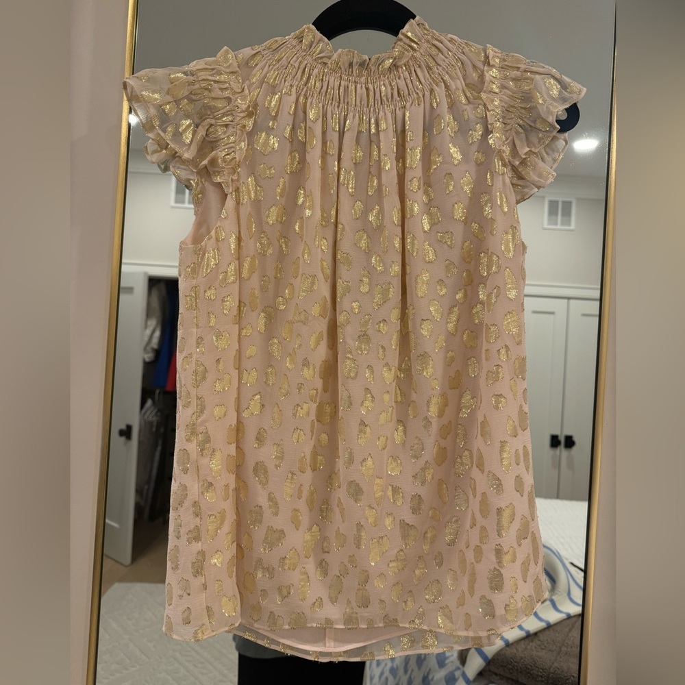Rebecca Taylor Neutral Gold Top